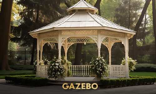 Taman tematik dengan tanaman rapi dan jalur pejalan kaki