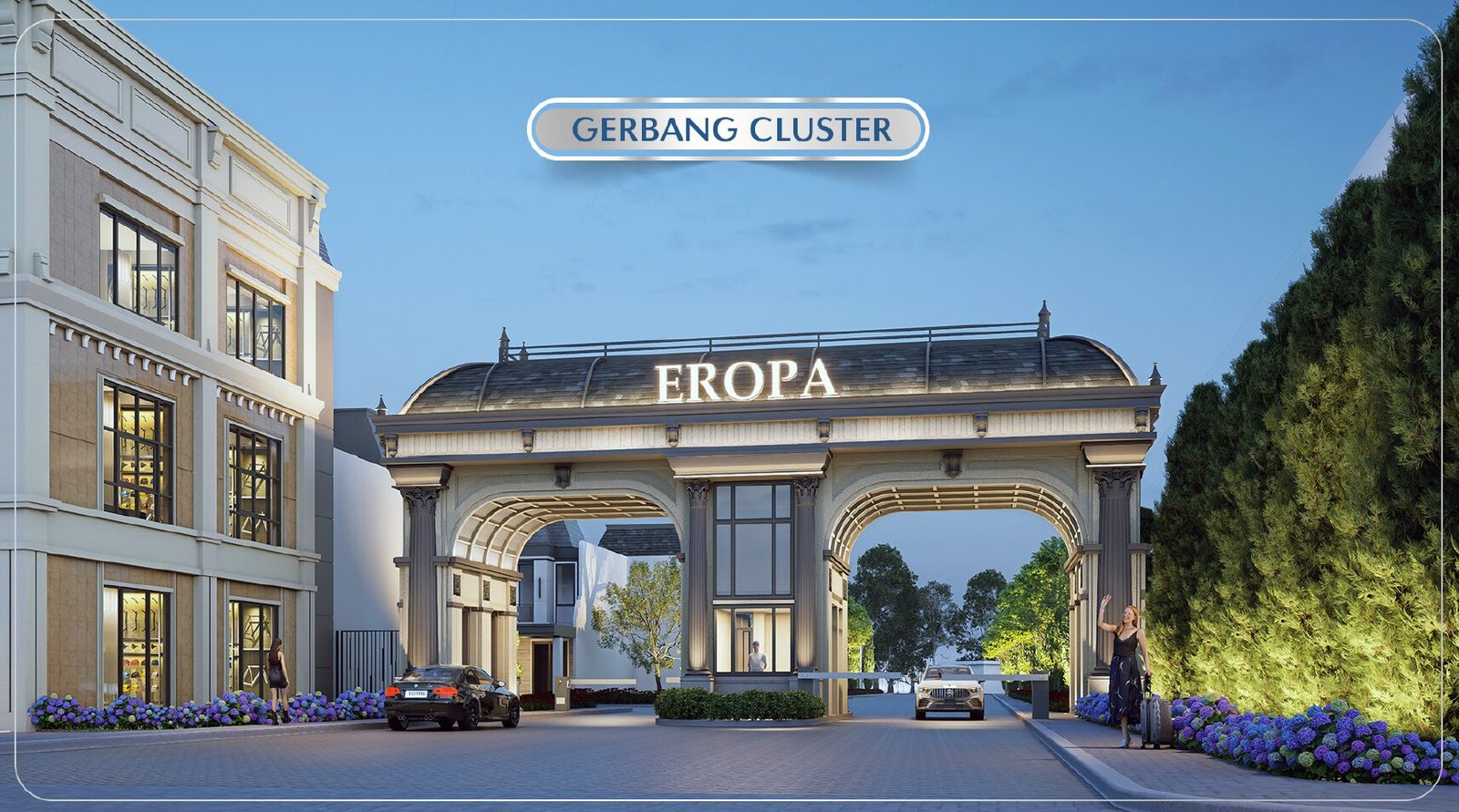 Rumah contoh Cluster Eropa dengan gaya arsitektur European Modern yang elegan